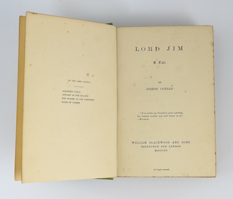 Conrad, Joseph - Lord Jim, original cloth, Blackwood & Son, 1900. Ex libris Sydney Ansell Gimson